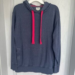 J.Crew Men's Vintage Fleece Hoodie
Heather Navy Pink Drawcords sz Large Cozy EUC
